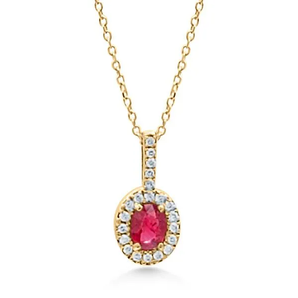 14K Ruby & Diamond Drop Halo Pendant – GM Signature Goldmart Jewelers Redding, CA