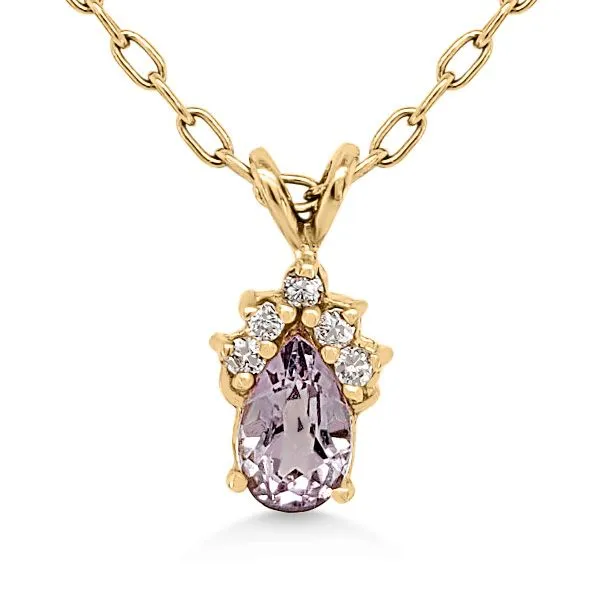 14K Kunzite & Diamond Rabbit Ear Pendant - Estate Goldmart Jewelers Redding, CA