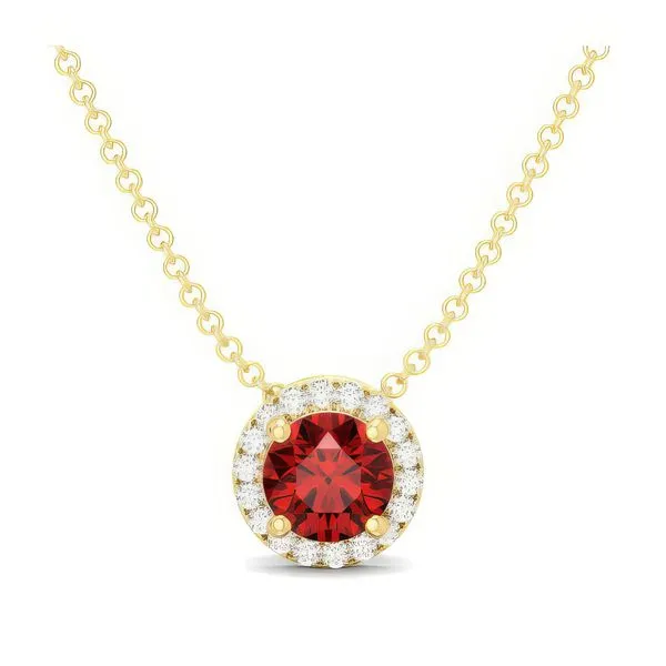 14K 18” Ruby & Halo Button Pendant by Costar Goldmart Jewelers Redding, CA