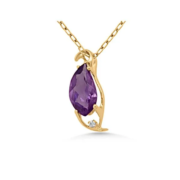 14K Amethyst & Diamond Free Form Pendant - Estate Goldmart Jewelers Redding, CA