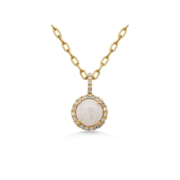 14K Australian Opal & Diamond Halo Pendant - Estate Goldmart Jewelers Redding, CA