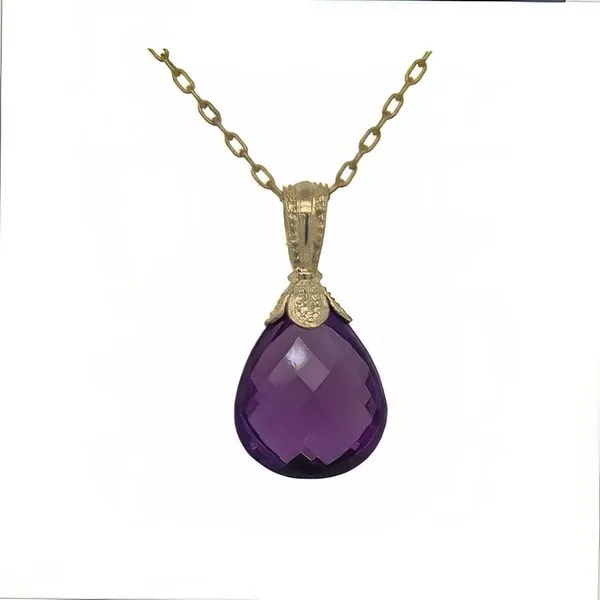 14K Briolette Amethyst Drop Pendant - Estate Goldmart Jewelers Redding, CA