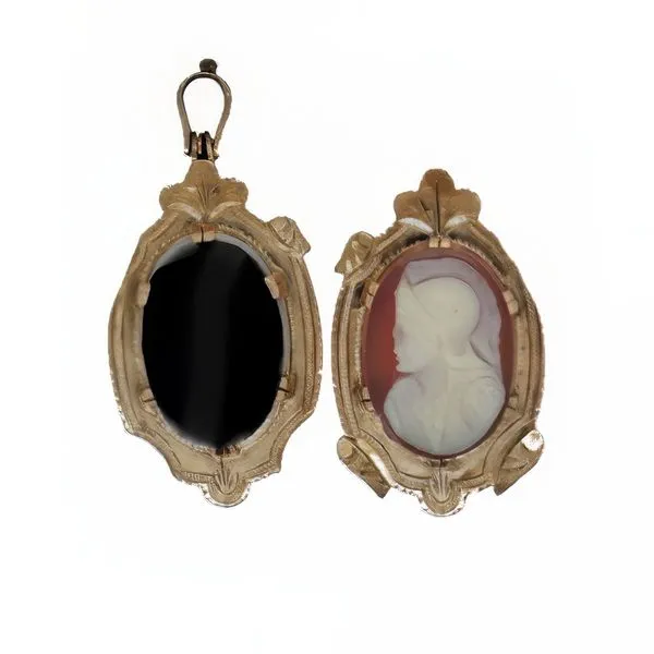 10K Victorian Carnelian & Onyx Locket - Estate Image 4 Goldmart Jewelers Redding, CA