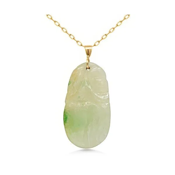 14K Natural carved Jade Pendant - Estate Goldmart Jewelers Redding, CA