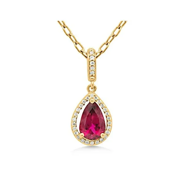 14K Rubelite Tourmaline and Diamond Pendant - GM Goldmart Jewelers Redding, CA