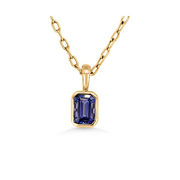 14K Tanzanite Bezel Set w/side Heart Design Pendant - GM Image 2 Goldmart Jewelers Redding, CA