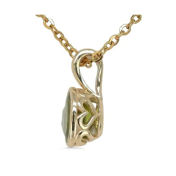 14K Peridot Bezel Set w/side Heart Design Pendant - GM Image 2 Goldmart Jewelers Redding, CA