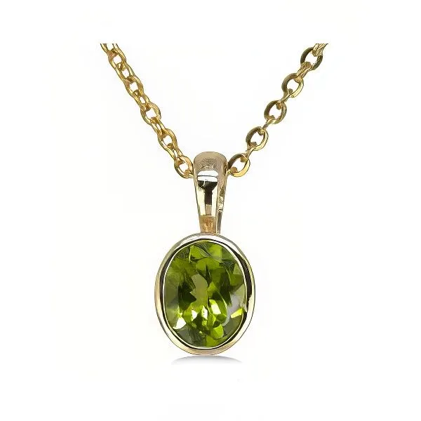 14K Peridot Bezel Set w/side Heart Design Pendant - GM Goldmart Jewelers Redding, CA