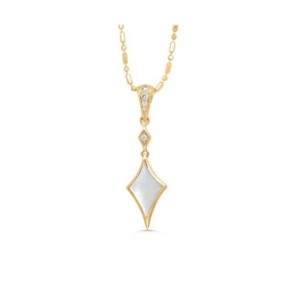 14K Mother of Pearl & Diamond Pendant - Estate Goldmart Jewelers Redding, CA
