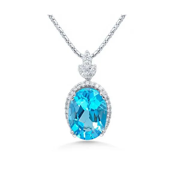 14K Blue Topaz and Diamond Pendant - Estate Goldmart Jewelers Redding, CA