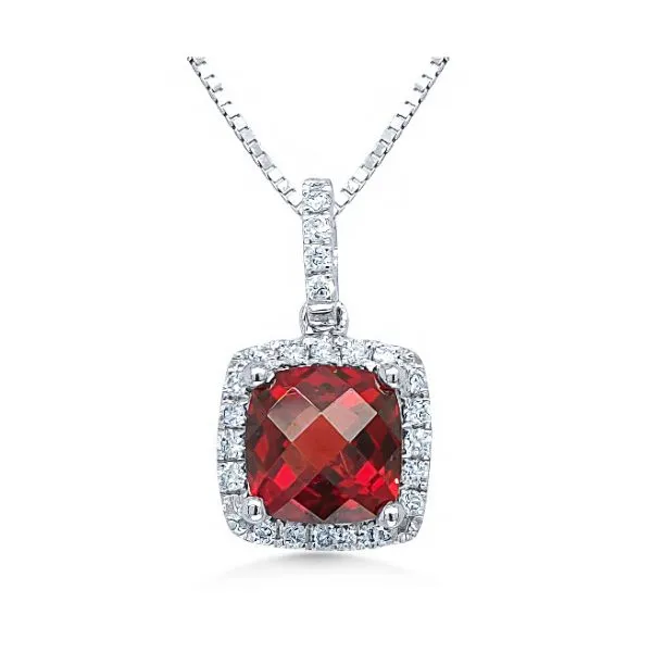 14K Red Garnet and Diamond Pendant - Estate Goldmart Jewelers Redding, CA