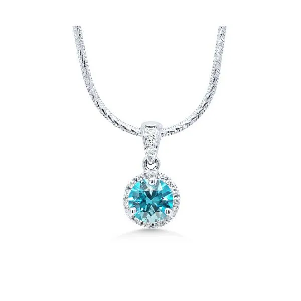 14K Blue Zircon and Diamond Pendant - Estate Goldmart Jewelers Redding, CA