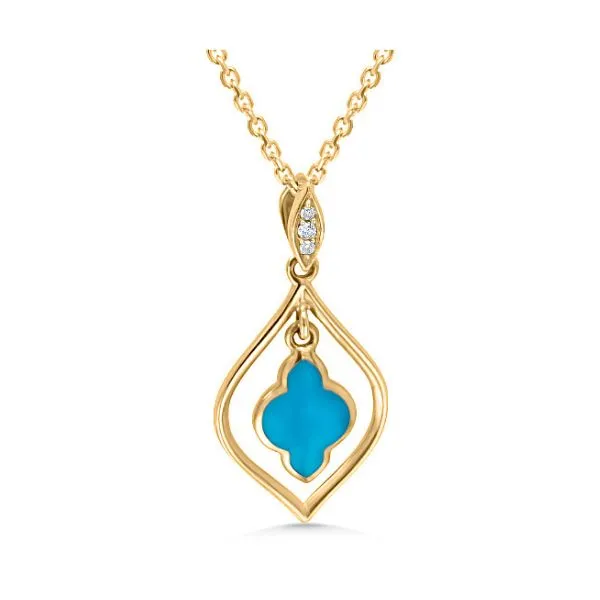 14K Turquoise and Diamond Pendant - Estate Goldmart Jewelers Redding, CA