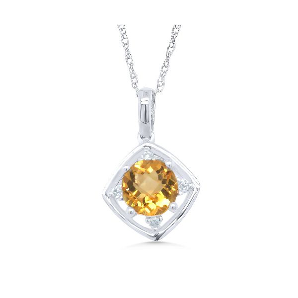 14K Citrine & Diamond Dangle Pendant - Estate Goldmart Jewelers Redding, CA