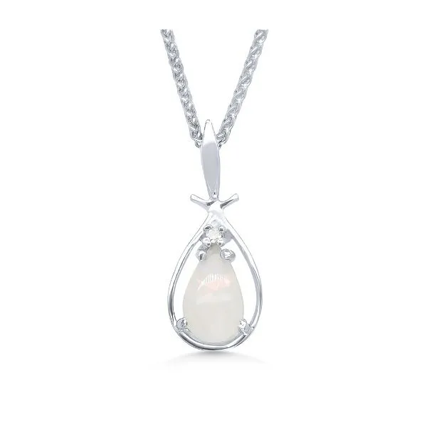 14K Opal & Diamond Drop Pendant - Estate Goldmart Jewelers Redding, CA