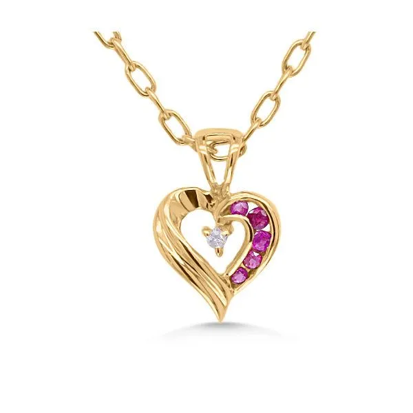 14K Ruby & Diamond Heart pendant - Estate Goldmart Jewelers Redding, CA