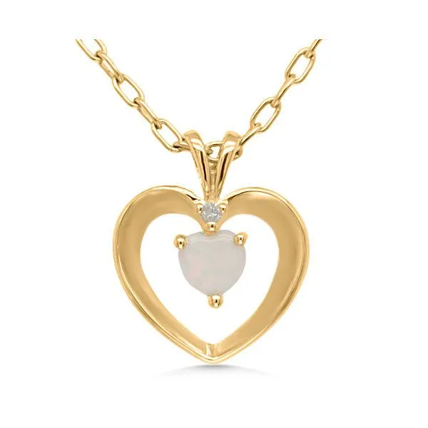 14K Opal & Diamond Heart Pendant - Estate Goldmart Jewelers Redding, CA