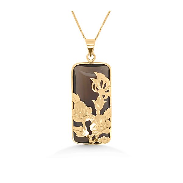 14K Yellow Gold Smoky Quartz Flower Pendant Goldmart Jewelers Redding, CA