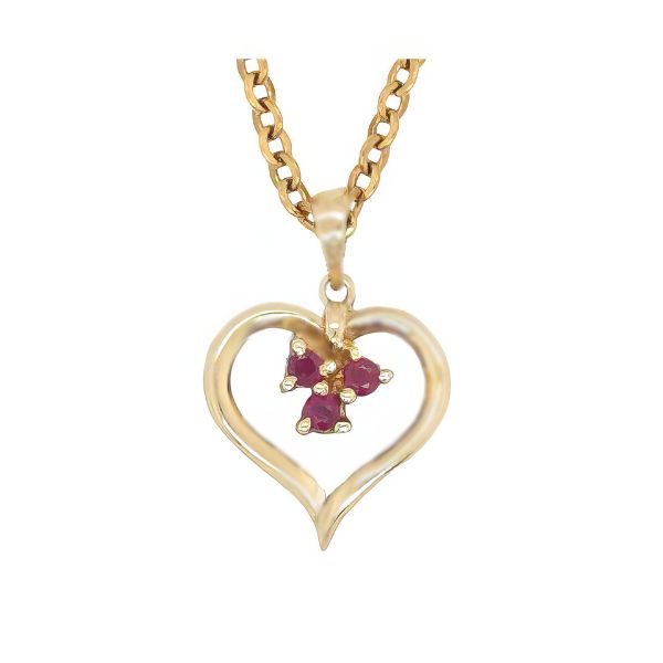 14K Ruby Heart Pendant - Estate Goldmart Jewelers Redding, CA