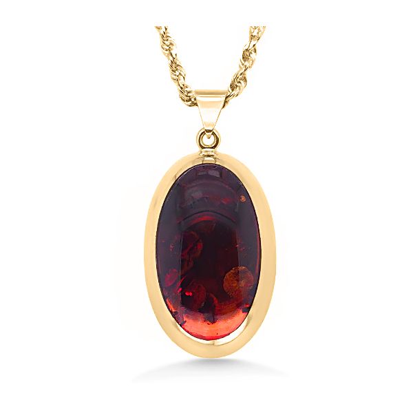 14K Yellow Gold Oval Baltic Amber Pendant Goldmart Jewelers Redding, CA
