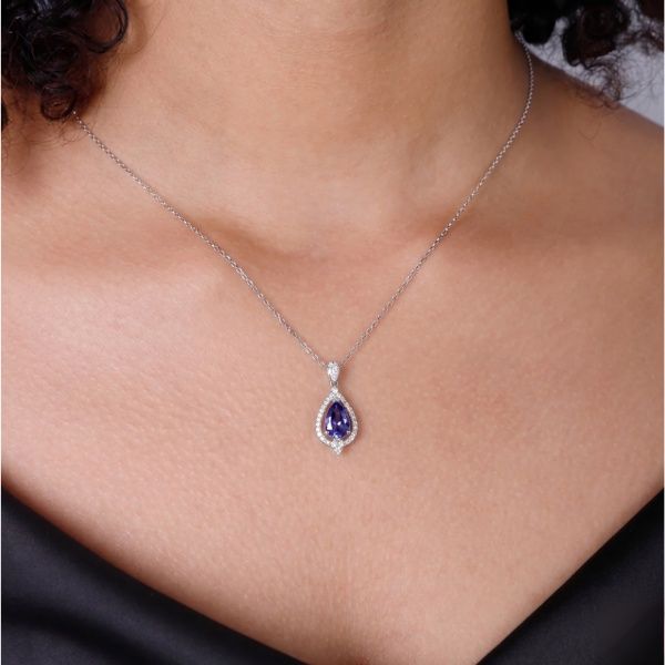 14K White Gold Tanzanite Dangle Pendant Image 2 Goldmart Jewelers Redding, CA