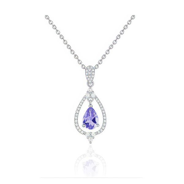 14K White Gold Tanzanite Dangle Pendant Goldmart Jewelers Redding, CA