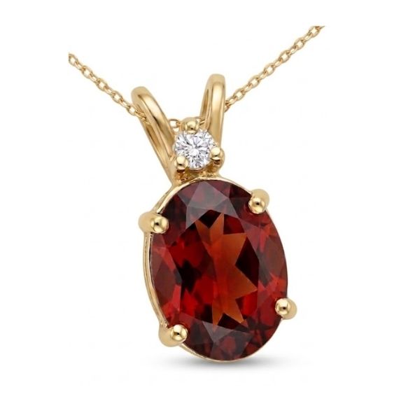 14K Yellow Gold Estate Garnet Diamond Pendant Goldmart Jewelers Redding, CA