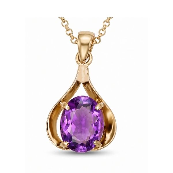 14K Yellow Gold Estate Amethyst Pendant Goldmart Jewelers Redding, CA