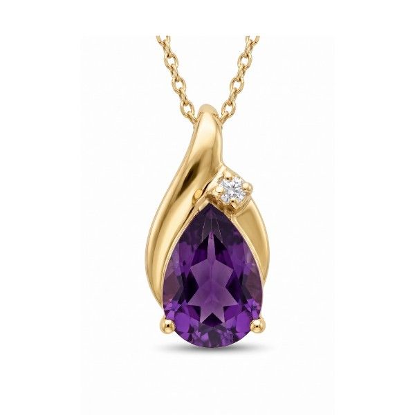 14K Yellow Gold Estate Amethyst & Diamond Pendant Goldmart Jewelers Redding, CA