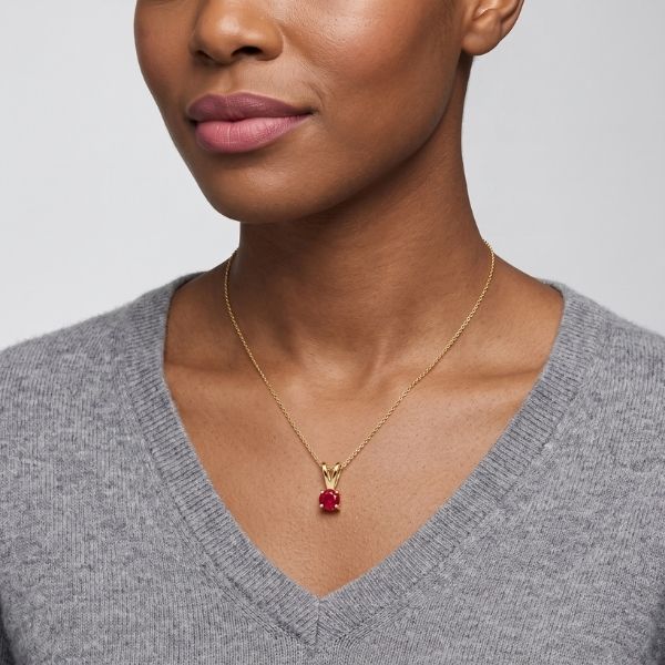 14K Yellow Gold Estate Ruby Pendant Image 2 Goldmart Jewelers Redding, CA