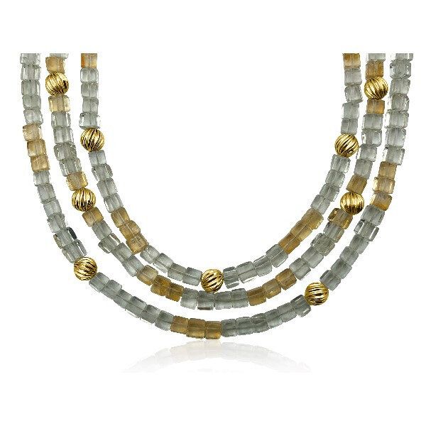 14K Fancy Link Triple Strand Necklace Goldmart Jewelers Redding, CA