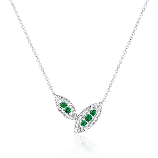 14K Emeralds Stationed Necklace by Luvente Goldmart Jewelers Redding, CA