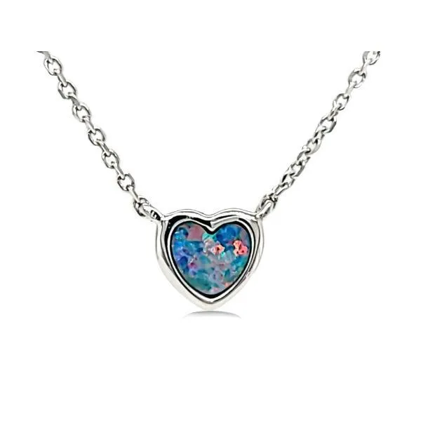 14K 18” Heart Australian Opal Necklace - GM Signature Goldmart Jewelers Redding, CA