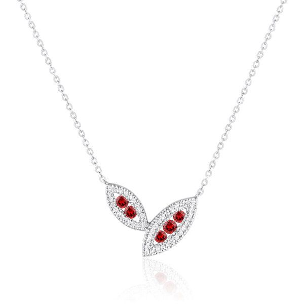 14K Ruby & Diamonds Stationed Necklace by Luvente Goldmart Jewelers Redding, CA