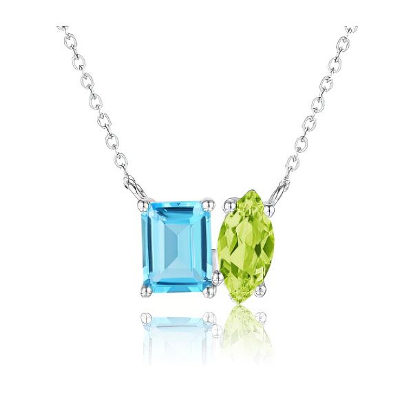 14K White Gold Stationed Gemstone Necklace Goldmart Jewelers Redding, CA