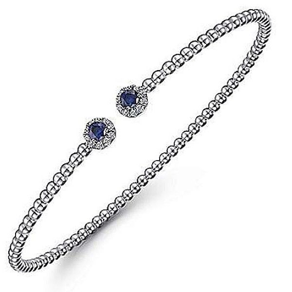 Sapphire & Diamond 14K Bead Split Cuff Bracelet by Gabriel Goldmart Jewelers Redding, CA