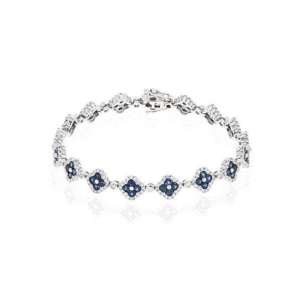 14K Blue Sapphire & Diamond Fancy Link Bracelet by Luvente Goldmart Jewelers Redding, CA