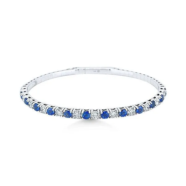14K Sapphire & Diamond Bangle Bracelet - GM Signature Goldmart Jewelers Redding, CA
