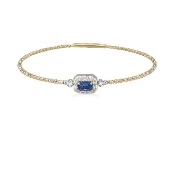 14k Blue Sapphire & Diamond Bangle Bracelet - GM Goldmart Jewelers Redding, CA