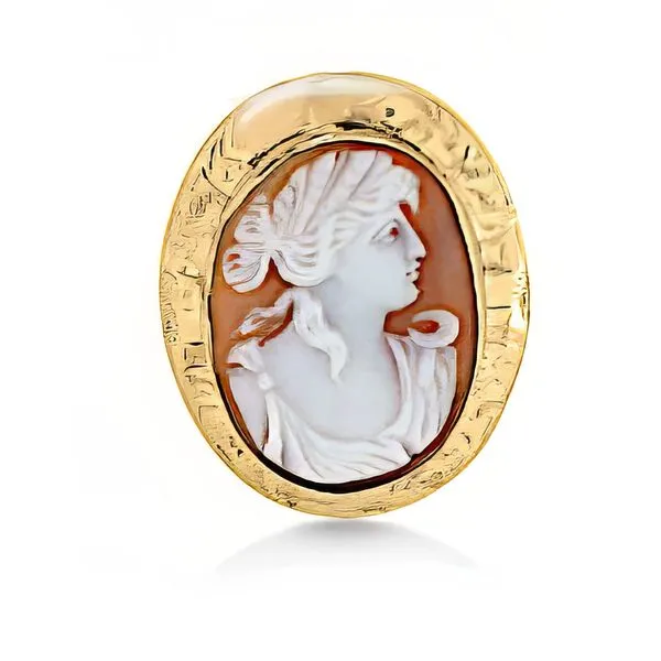 14K Antique Gold encased Engraved Cameo Pin - Estate Goldmart Jewelers Redding, CA