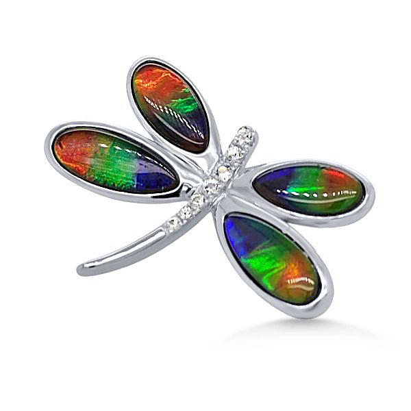 SS Ammolites and White Sapphires Dragonfly Pin – GM Goldmart Jewelers Redding, CA