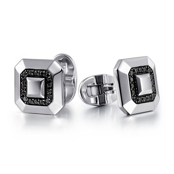 Sterling Silver Square Cufflinks w/Black Spinel by Gabriel Goldmart Jewelers Redding, CA