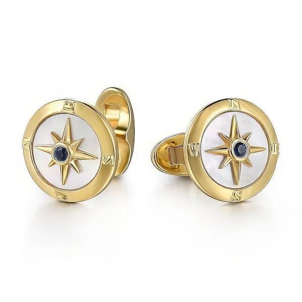 14K Mother of Pearl & Sapphire Cufflinks by Gabriel Goldmart Jewelers Redding, CA