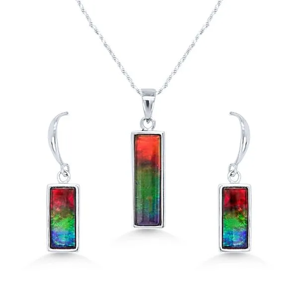 SS Ammolite Pendant and Dangle Earring Set – GM Goldmart Jewelers Redding, CA