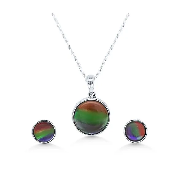 SS Adjustable Ammolite Pendant and Earring Set – GM Goldmart Jewelers Redding, CA