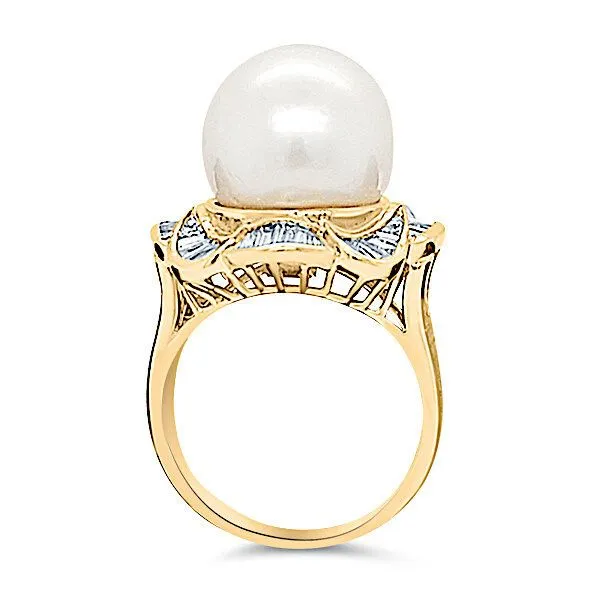 Mid-century Modern S. Sea Pearl & Diamond Ring - Estate Image 2 Goldmart Jewelers Redding, CA