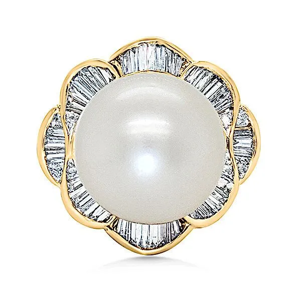 Mid-Century Modern S. Sea Pearl & Diamond Ring - Estate Goldmart Jewelers Redding, CA