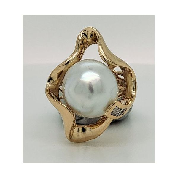 14K Free Form Pearl and Baguette Fashion Ring (Estate) Image 2 Goldmart Jewelers Redding, CA