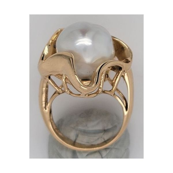 14K Free Form Pearl and Baguette Fashion Ring (Estate) Image 4 Goldmart Jewelers Redding, CA