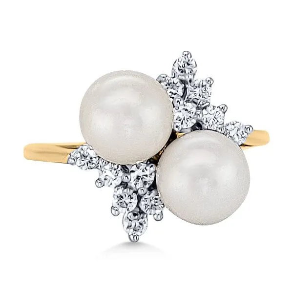 14K Freshwater Pearls & Diamonds Ring - Estate Goldmart Jewelers Redding, CA